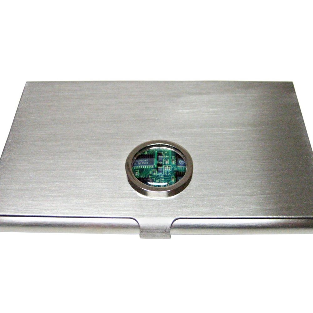 Green Computer Circuit Business Card Holder